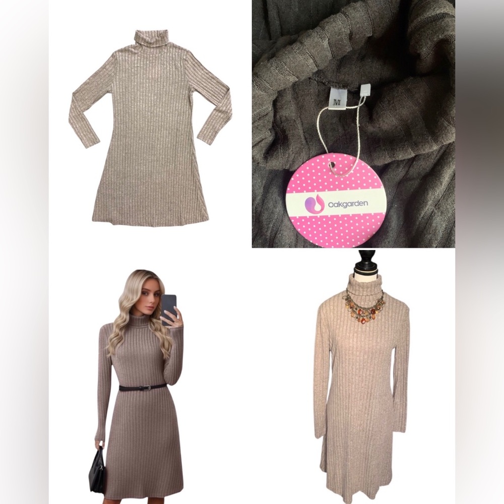 Turtleneck Sweater Dress Long Sleeve Casual